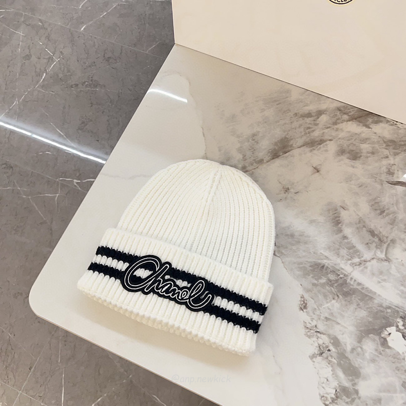 Chanel Knitted Cold Hat White Black Gray Brown (7) - newkick.org